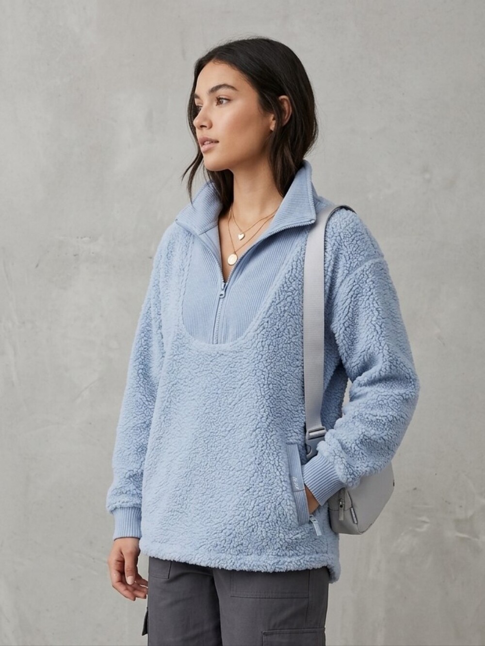 Aerie Sherpa Corduroy Quarter Zip Fleece S Gorpcore Streetware Sherpa